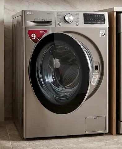 LG 9kg Front Load Washing Machine - Silver, Excellent Working Condition