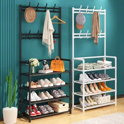 Shoe Rack with Clothes Hanging Rail – Multi-Purpose Storage Organizer