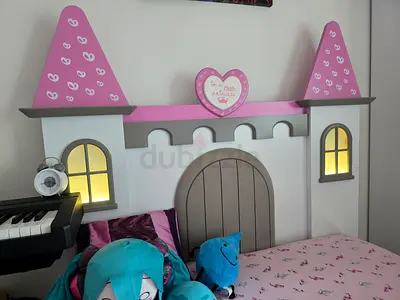 Girls Princess castle-themed bed with built-in lights