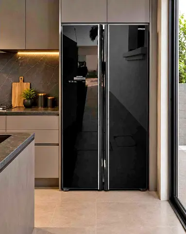 Free delivery Hitachi Side by Side Refrigerator Black Glass Finish
