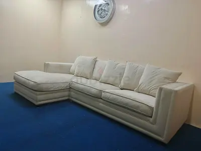 The One Brand velvet gray lshape sofa