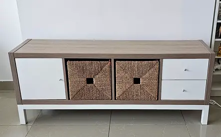 IKEA KALLAX TV Unit / Console with Metal Underframe + Inserts & Baskets