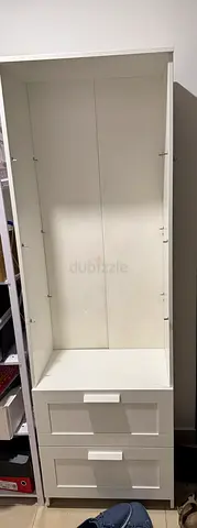 White wardrobe cabinet with two drawers - without shelves