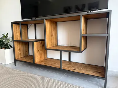 WS Living - Voltra Pine Wood Multi Column Storage Console