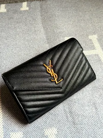 Authentic Saint Laurent Black Quilted Leather Wallet on Chain (YSL)