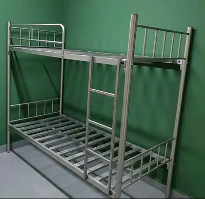 Sturdy Metal Bunk Bed Frame - Silver, Good Condition