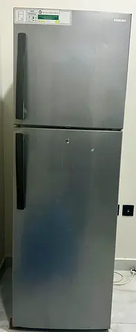 Nikai double-door fridge - 300L approx, stainless finish, Excellent working condition