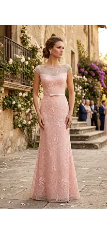 فستان سهرة فاخر تفصيل باللون الزهري  wedding dress