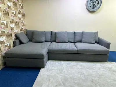 Crate and barrel gray color lshape sofa