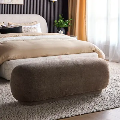 Upholstered Brown Bench Ottoman — Excellent Condition
