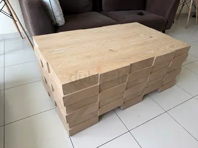 Crate&Barrel Solid Oak Block Coffee Table - Modern Minimalist