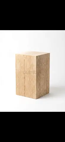 Natural Travertine Stone Side Table / Stool - Solid Block