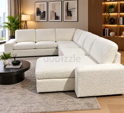 Modern Cream U-Shape Sofa

Modern cream U-shape sofa with deep, comfortable seating and premium fab