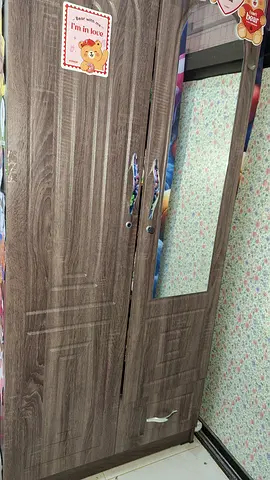 2-door wardrobe with mirror and drawer - good condition, wood finish
