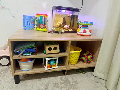 Small rectangular wooden storage table/TV stand - used, good condition