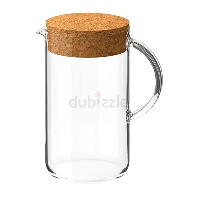 Glass Pitcher with Cork Lid and Handle - 1.2L (Like New)