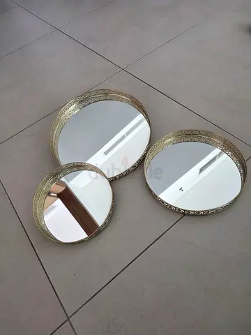 Set of 3 Round Wall Plates with Embossed Silver Frames