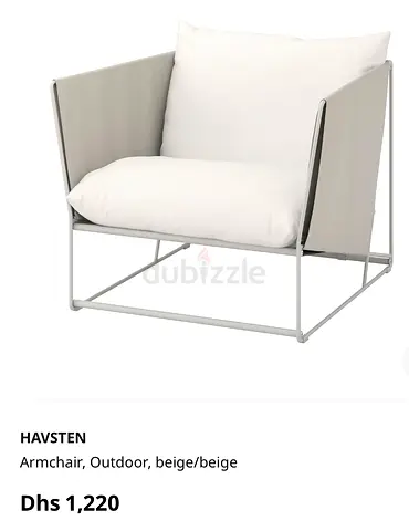 2x HAVSTEN outdoor armchairs - beige, like new