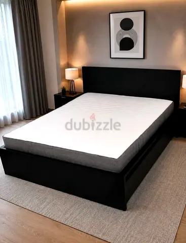 Ikea king size bed with mattress and storage drawers