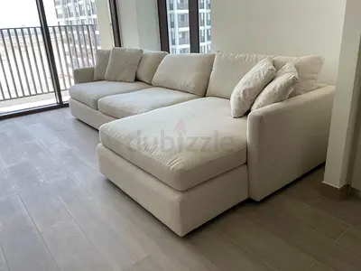 Top quality Crate&Barrel Lounge Deep feather filled L Shape Sofa Beige