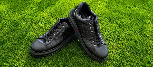 Karl Lagerfeld Men's black casual leather sneakers - lightly used, size unknown