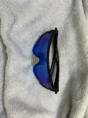 Sport wrap-around cycling sunglasses with blue mirrored lens