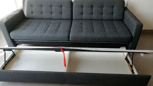 Gray 3-seater Sofa Bed with Storage — Good Condition