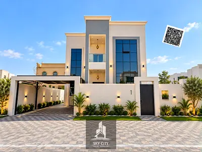 Freehold villa for sale opposite Al Rahmaniya, Sharjah, featuring a Dubai-style design and direct a
