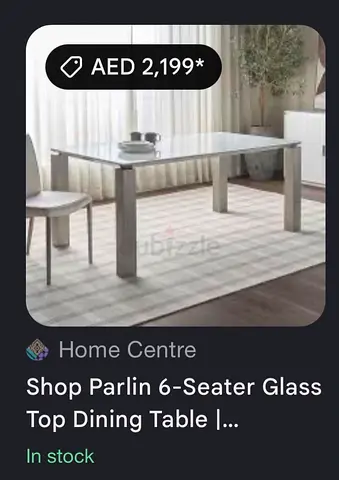 Parlin 6-Seater glass top Dining table with 6 chairs