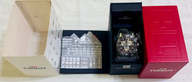 Tissot Seastar Chronograph Men's Watch - Black Dial, Rubber Strap