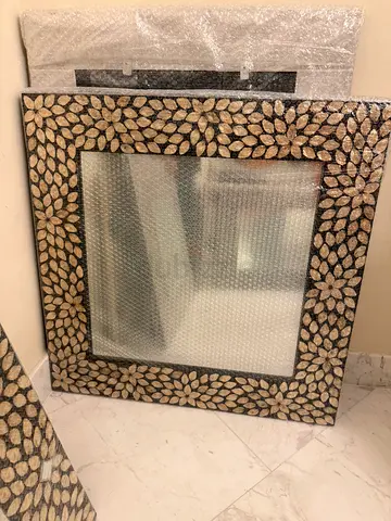 Ornate shell-inlay decorative mirror