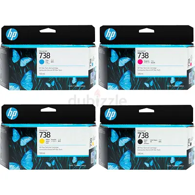 HP 738 130ml 4-Color Ink Cartridge Set for HP DesignJet T850 & T950