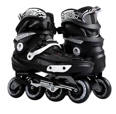 Adjustable Black Inline Skates - Size Adjustable, Good Condition