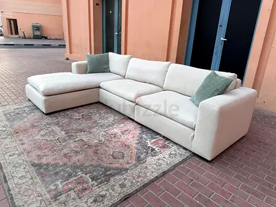 Feather 🪶 filled Marina Home L Shape Sofa Beige