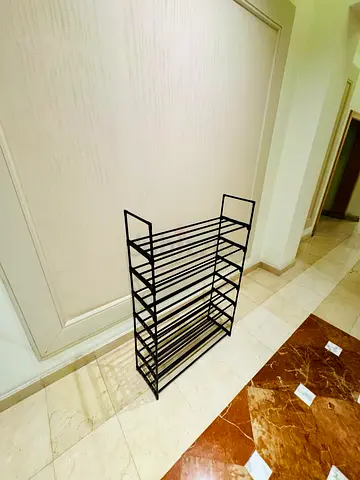 Slim 10-Tier Black Metal Shoe Rack — Lightweight & Space-Saving