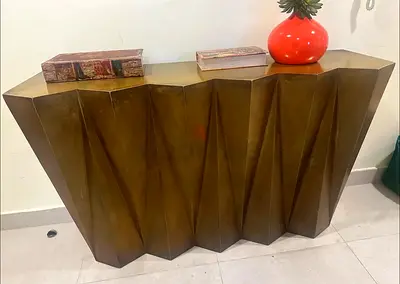 Brass-Finish Geometric Console Table / Sideboard from The One gallery.