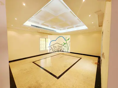 available away from fly zone,4 bedroom all master wit 1 br on ground floor ,maids room with pvt back lawn , shared swimming pool for rent in mirdif