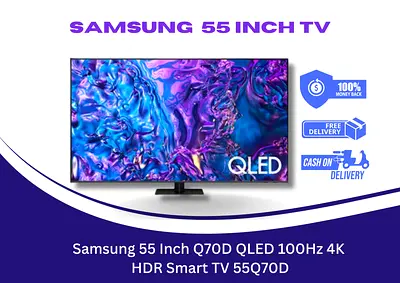 Samsung 55 Inch New QLED 100Hz 4K HDR Smart TV 55Q70D - Full Warranty - Free Delivery All UAE