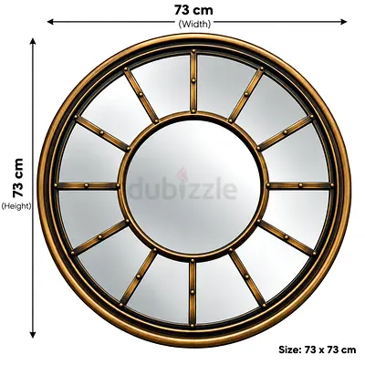 Industrial Round Window Pane Wall Mirror 73x73cm