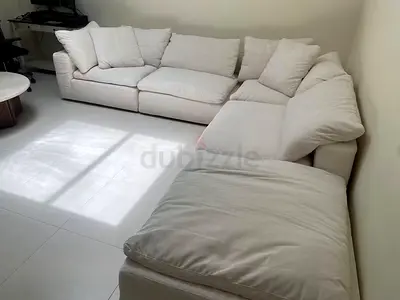High Quality Marina Home luscious feather filled Modular Sofa with footstool Beige