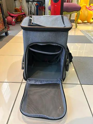 Grey Mesh Pet Carrier Backpack for Cats or Small Dogs
