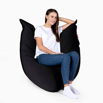Large Lanny Sloppy Velvet Bean Bag - Black