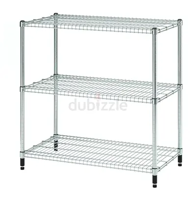 IKEA - 3-Tier Chrome Wire Storage Shelf - Adjustable, Heavy Duty