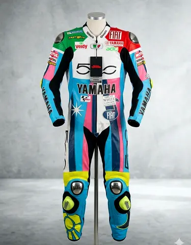 Yamaha Branded One-Piece Racing Leather Motorcycle Suit - Size INTL M US 40. EU 50