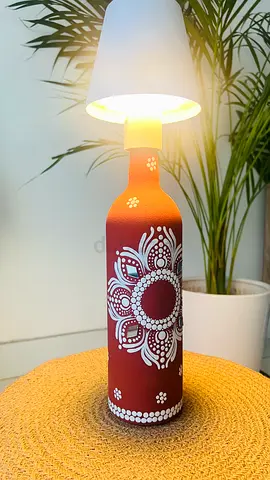 Hand-painted Ceramic Bottle Table Lamp with White Shade