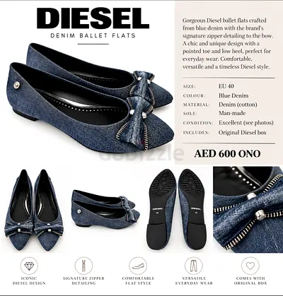 Diesel Falky Denim Ballet Flats