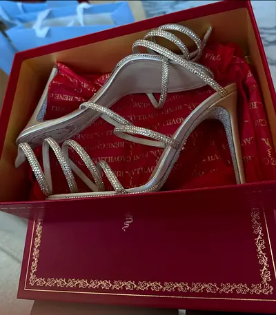 Rene Caovilla Cleo Silver Sandal 105