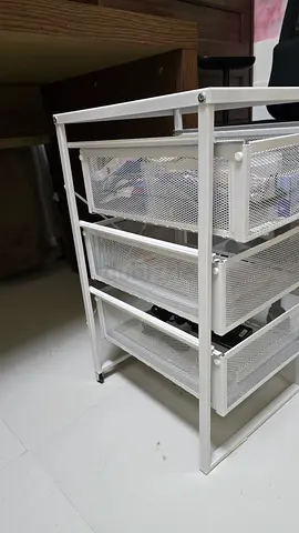 IKEA White Metal Storage Organizer with 3 Mesh Drawers - Good Condition