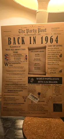 Vintage UK "Back in 1964" Flashback Newspaper Poster