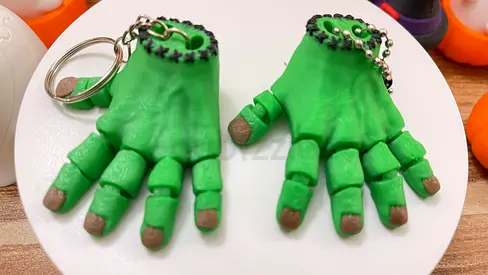 3D Printed Creepy Green Hand Keychain